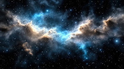 Fototapeta premium Ethereal nebula with glowing blue and orange hues, surrounded by twinkling stars, creates