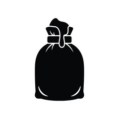 Black silhouette of a tied bag with a dripping liquid