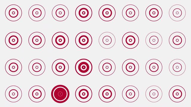 Red circle pattern on white background, perfect for graphic design projects, textile prints, and home decor.