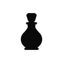 Black silhouette of a vintage perfume bottle with stopper