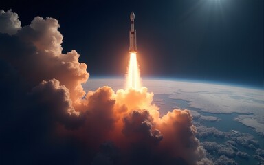 Rocket Launch Above Earth. High quality