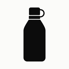 Black silhouette of a water bottle with a cap container