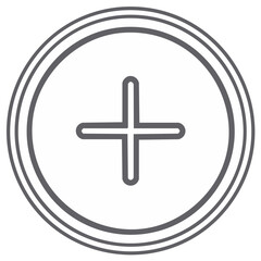 Obraz premium Add Icon Graphic: Simple Gray Outlined Circle with a Plus Sign, Modern Minimalist Style