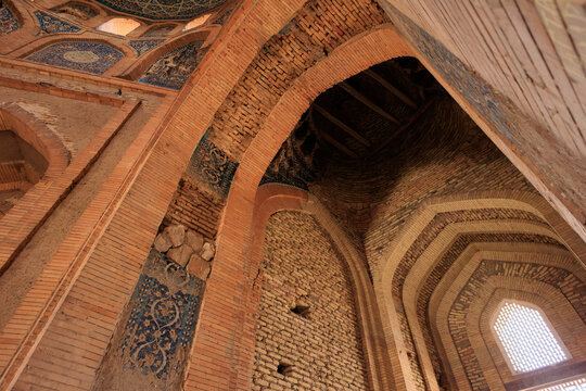 ceiling of Mosaic decoration on the dome of Turabek Khanum Mausoleum in Kunya Urgench, Turkmenistan