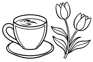 Hot coffee and tea beverage mugs with steam, a warm breakfast illustration