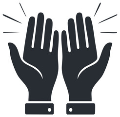 Obraz premium Raised hands, high five, celebrating and success concept in dark color.