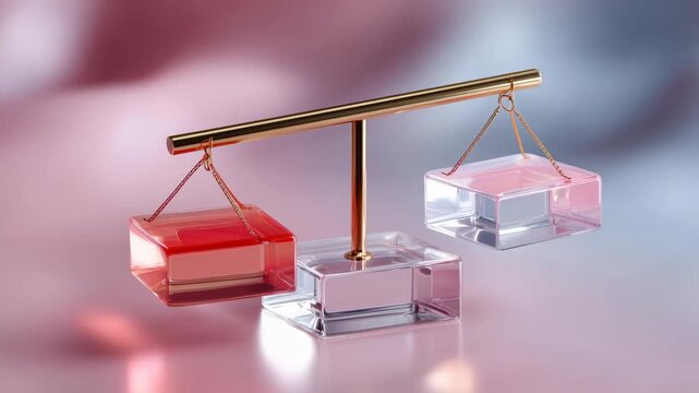 Deep comparison of justice and law on golden balance scale. conceptual weight and imbalance forcing difficult decision, final choice, and test of true value