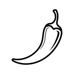 Hot chili pepper icon black line art vector illustration