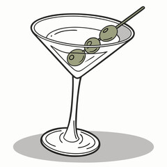 Illustration of a martini glass with olives