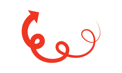 Curly Red Arrow – Spiral Left Upward Motion Path Graphic. red arrow icon