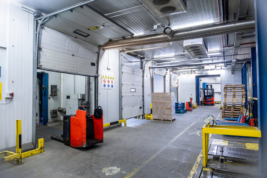 Cold storage logistics operations inside an industrial freezer warehouse