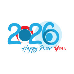 A colorful graphic vector icon of a happy new year circle symbol for business and web design element illustration or card concept with text decoration