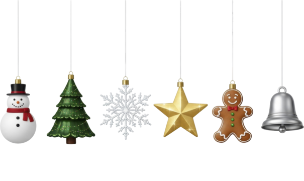Festive Christmas ornaments collection on a transparent background, PNG image, PNG file