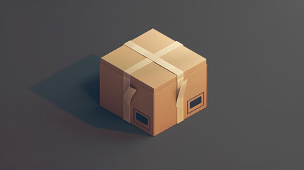 Obraz premium 3d Isometric Shipping box with tape parcel