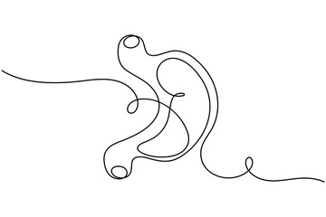 Human Liver anatomy continuous one line drawing on white background minimalist internal organ outline vector illustration