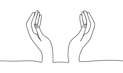 Continuous Line Drawing of Cupped Hands