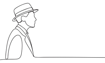 Continuous Line Drawing of a Man in a Hat