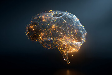 Glowing digital brain artwork symbolizing artificial intelligence and neural networks, perfect for technology, innovation, and science projects now