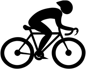 Person riding bicycle glyph icon.Person riding bicycle icon in solid black silhouette