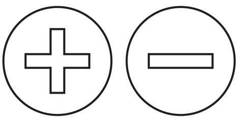 Fototapeta premium Set of plus & minus sign icons. Positive & negative symbol. Plus minus icon line. 