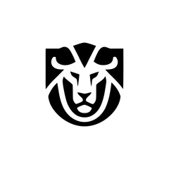 Abstract Lion Head Shield Vector Graphic Illustration