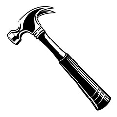 a flat-style vector icon of a black hammer silhouette, no background, using only black color, minimal and modern design.