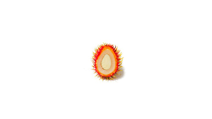 Half Rambutan Fruit Isolated on White Background