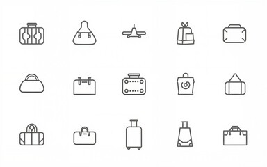 travel bag line icon set. vacation, travel and luggage symbol. vector image for tourism design. High quality