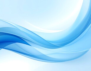 Abstract flowing blue translucent waves on a light gradient background