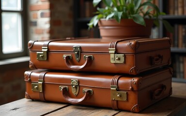 vintage leather suitcases. High quality