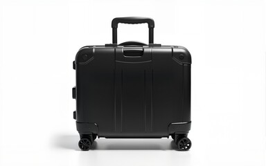Stylish black suitcase on white background. transparent background. High quality