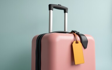 Minimalist rolling carry on suitcase and luggage tag. High quality
