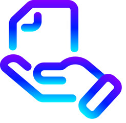 Obraz premium Modern Blue Gradient Line Icon of Hand Receiving Coin