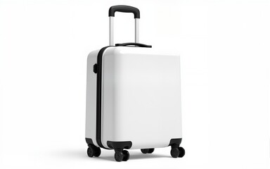 Sleek White Hard Case Luggage for Travel Isolated on transparent background. High quality