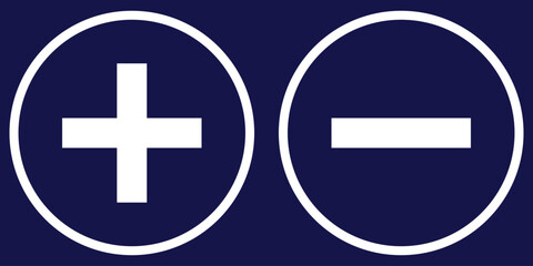 Plus and minus vector icons set. Math calculator signs.