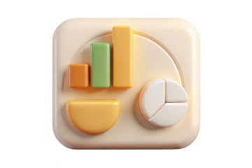 3d rendered business data analysis dashboard with bar graph and pie chart for financial reporting and statistics isolated on transparent background