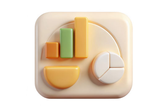 3d rendered business data analysis dashboard with bar graph and pie chart for financial reporting and statistics isolated on transparent background