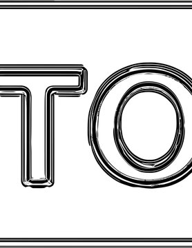 Ilustra&ccedil;&atilde;o vetorial de contorno de letras com efeito met&aacute;lico cromado e borda dupla