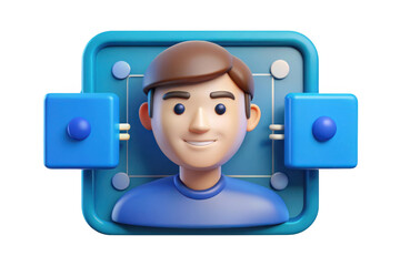 3d avatar character connection interface concept illustration, digital identity and user profile design isolated on transparent background
