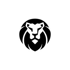 Bold Geometric Lion Head Logo Design in Bold Black