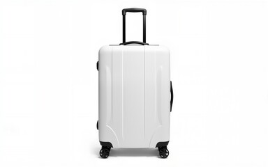 white travel suitcase isolated on transparent background, png. High quality