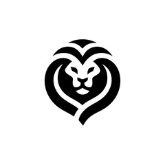 Modern Minimalist Lion Head Vector Logo Design