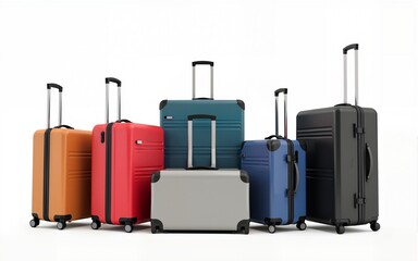 Set of suitcases on white background. High quality