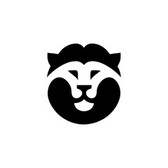 Minimalist Lion Head Logo in Black and White