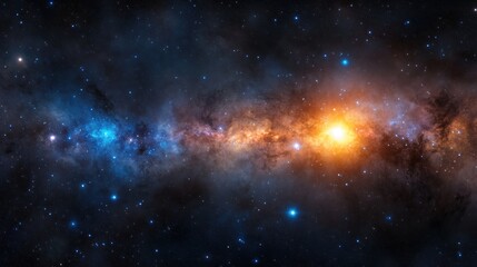 Fototapeta premium Vibrant galactic scene with colorful nebulae and stars in deep space