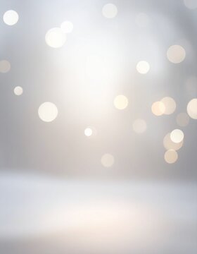 冬の霧に浮かぶ光の粒、ニュートラルなボケ背景（縦長）