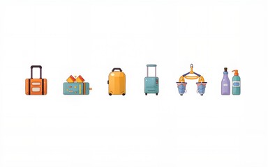 Travel icon set. Summer vacations and holiday symbol vector illustration. Collection of traveling and tourism elements. High quality