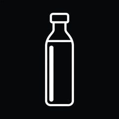 White outline of a bottle on black background vector