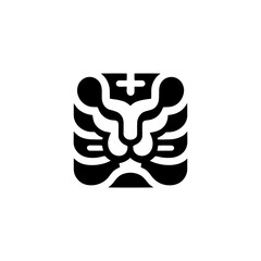 Abstract Square Lion Head Graphic Icon Vector Illustration