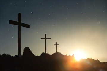 Calvary Hill, Golgotha, with the cross symbolizing the death and resurrection of Jesus Christ during Holy Week
